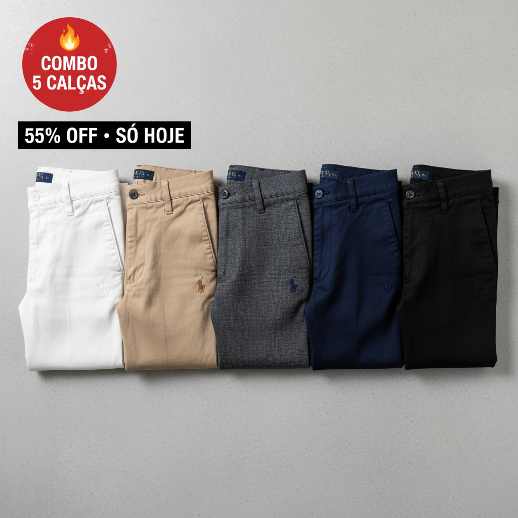 Kit Verão 5 Calças De Sarja Retrô - Pague 3 Leve 5